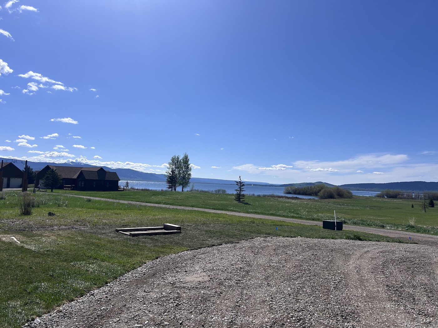 Beautiful Views — Henry's Lake from the property with distant neighbor cabins and Centennial Mountains