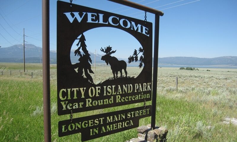Welcome to Island Park, Idaho — gateway sign