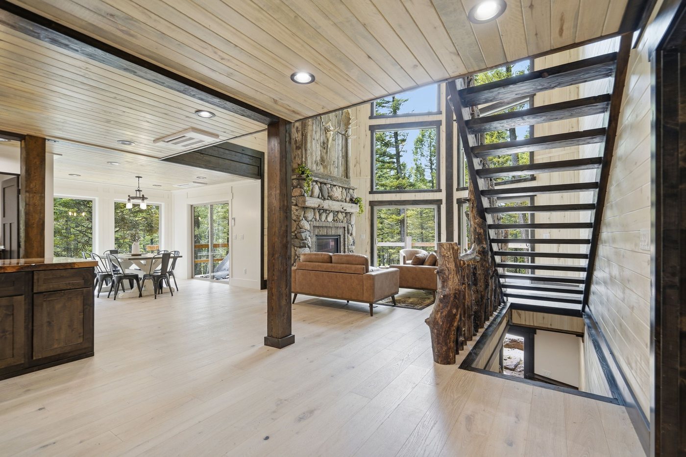 The Treehouse — view from entry toward dining and stairs